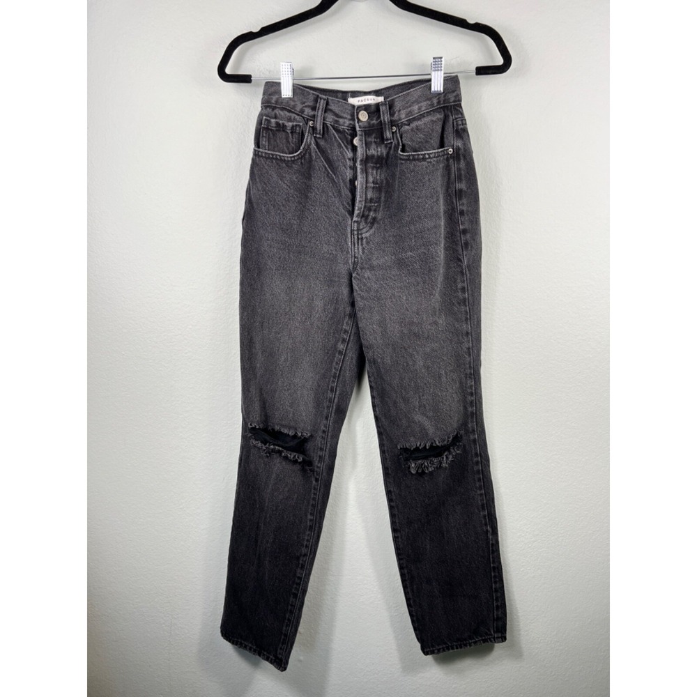 PacSun Jeans 24 Gray Dad Jean High Rise Distressed Button Fly 100% Cotton